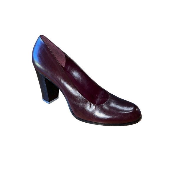 Nine West - Massima Beaujolais - Wine Color -  Leather Round Toe Pump- READ DESC - Picture 1 of 13